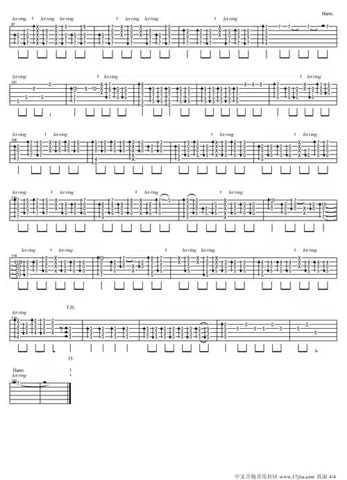 武士桑 冰雪奇缘 let it go吉他谱六线谱高清图片版指弹吉他谱