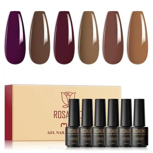 rosalind美甲甲油胶套盒焦糖色系6支装色胶指甲油胶光疗胶美甲胶