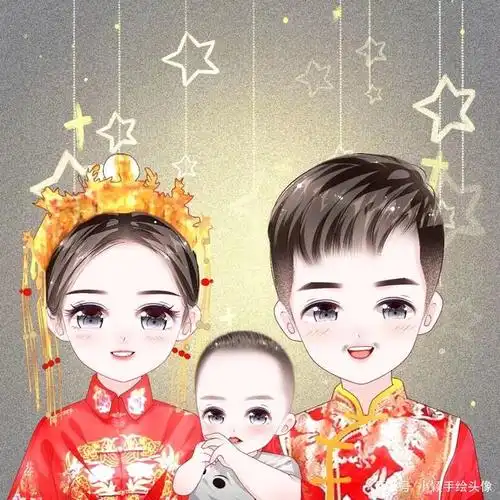 努力追求幸福,一家三口卡通头像,温馨又好看