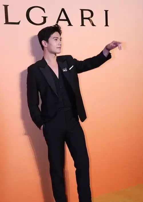 杨洋有成熟男人的样子了穿黑色西装配胸针绅士感藏不住了