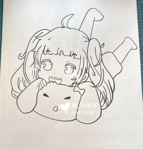 马克笔手绘儿童画动漫人物q版人物女生