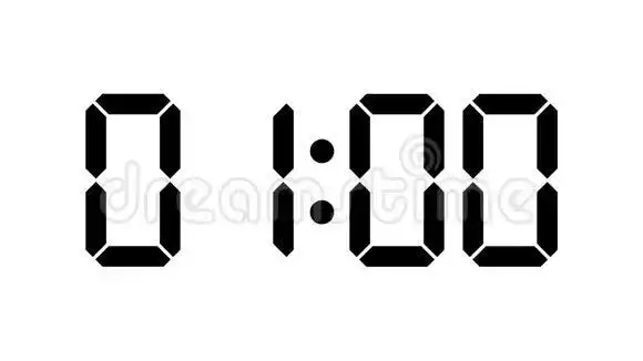数字时钟计数从零到60全高清液晶显示器-白色背景下的黑色数字短视频