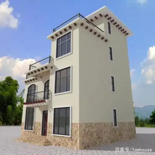 农村三层半自建房别墅设计