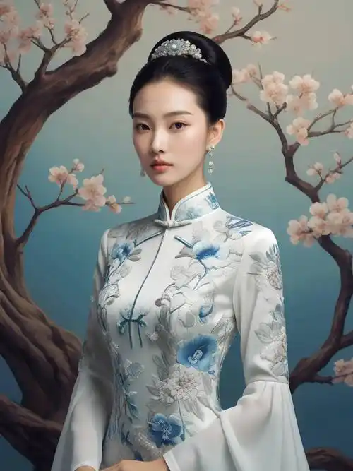 原创超级模特演绎青花旗袍东方之美熠熠生辉