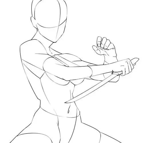 动漫线稿男女人体动作多角度姿势绘画临摹结构人体透视素材