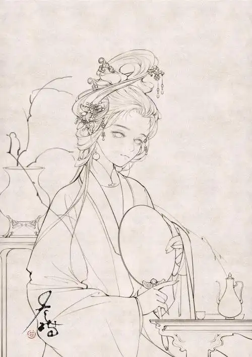 古风仕女线稿|插画|创作习作|laomiao老喵 - 原创作品 - 站酷 (zcool)