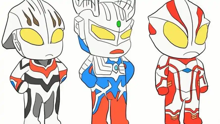 正在吃咖喱饭的梦比优斯奥特曼儿童卡通简笔画强壮的梦比优斯奥特曼