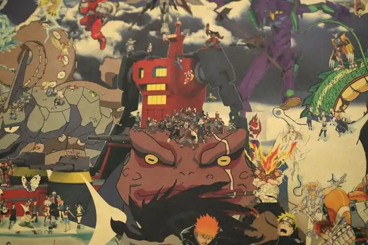 【ka001】日本动漫全家福牛皮纸复古海报速卖通亚马逊销售