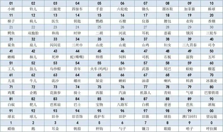 袁文魁_疯狂大脑_110个数字编码表 表格版
