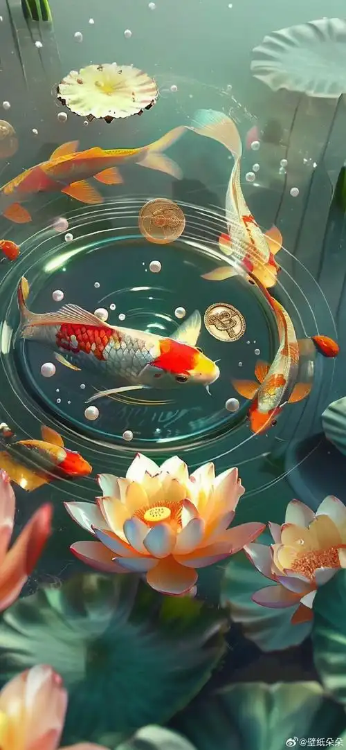 "荷" 颜悦色吸金转运锦鲤壁纸