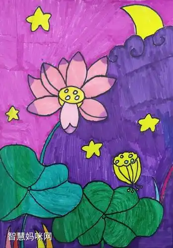 荷塘月色三年级儿童画