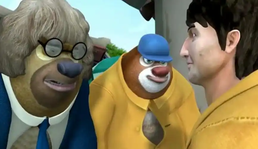 盘点熊出没里的穿帮镜头狗熊穿大人的衣服真好看