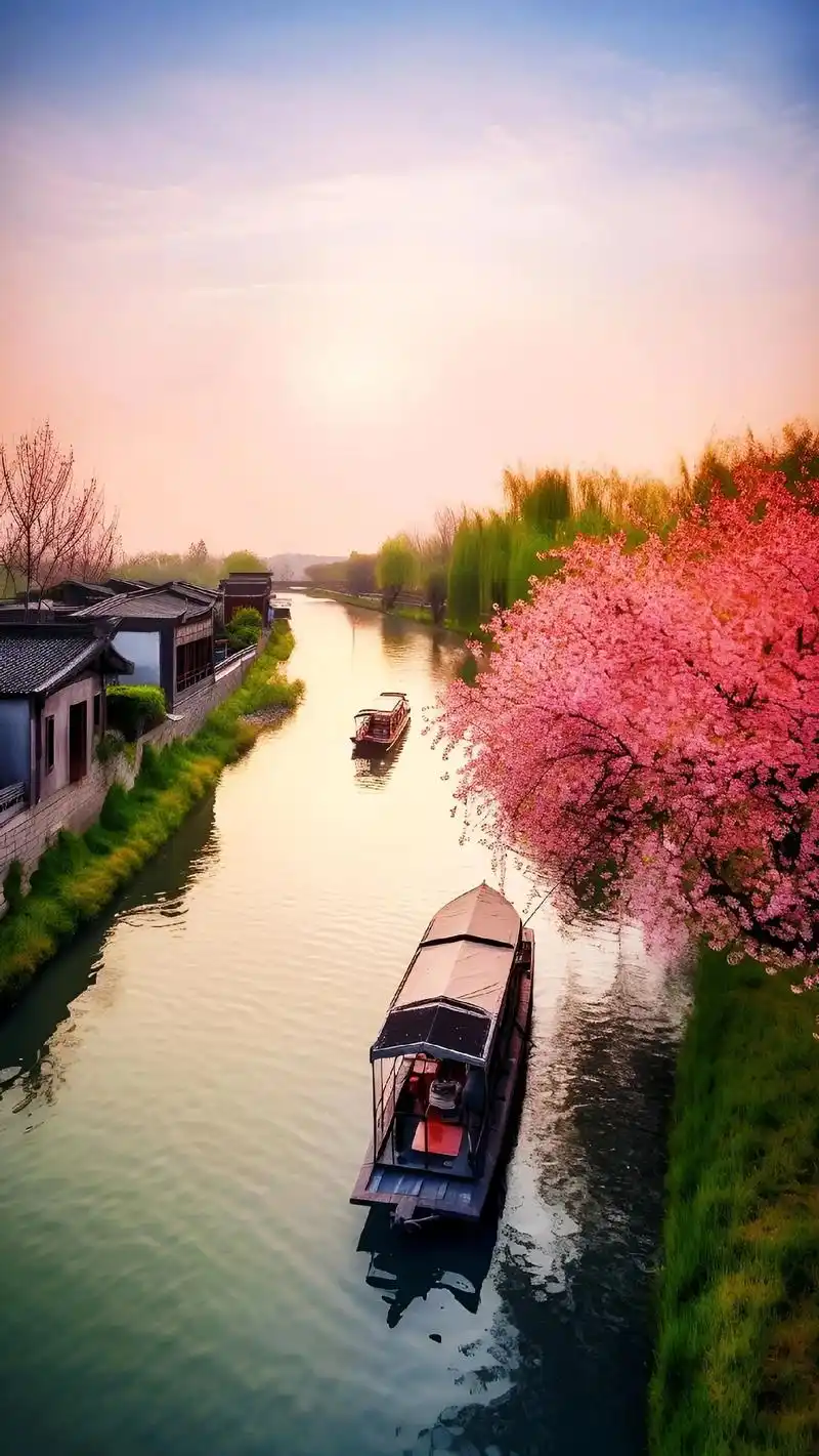 人面桃花何处去,桃花依旧笑春风 #江南水乡美如画 #高清壁纸