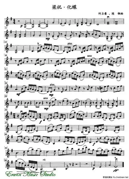 歌曲梁祝化蝶小提琴演