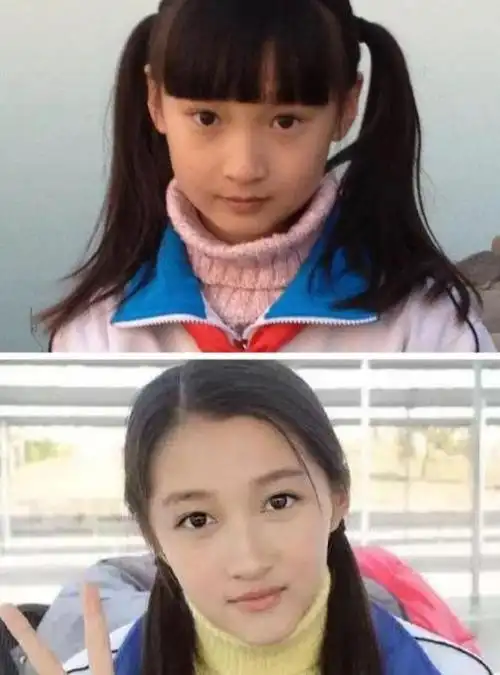 关晓彤齐眉刘海头戴粉色绢花圆圆的脸颊少女感十足回到了小时候