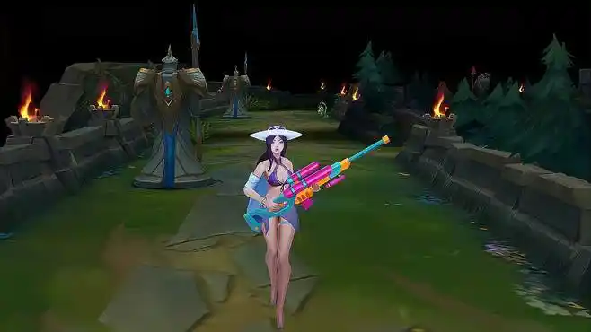 lolm泳池派对太美 皮城女警凯特琳超惹火泳装写真-游戏视频-搜狐视频