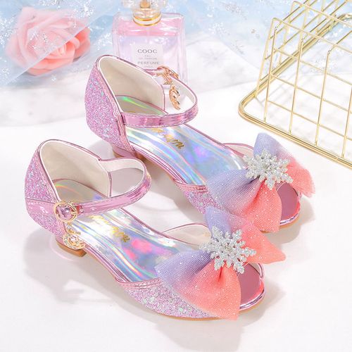 女童凉鞋夏季新款韩版鱼嘴鞋儿童公主鞋中大童小女孩水晶银粉单鞋