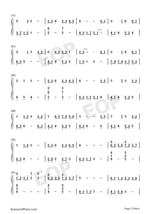 大鱼-周深双手简谱预览2-钢琴谱文件(五线谱,双手简谱,数字谱,midi