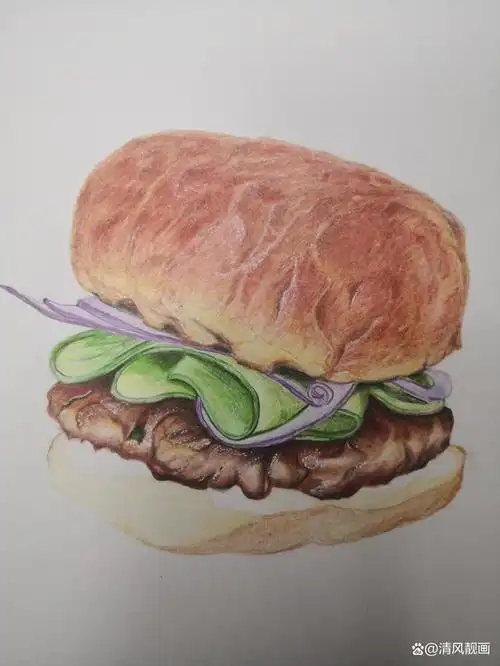 彩铅画:美食烤面包