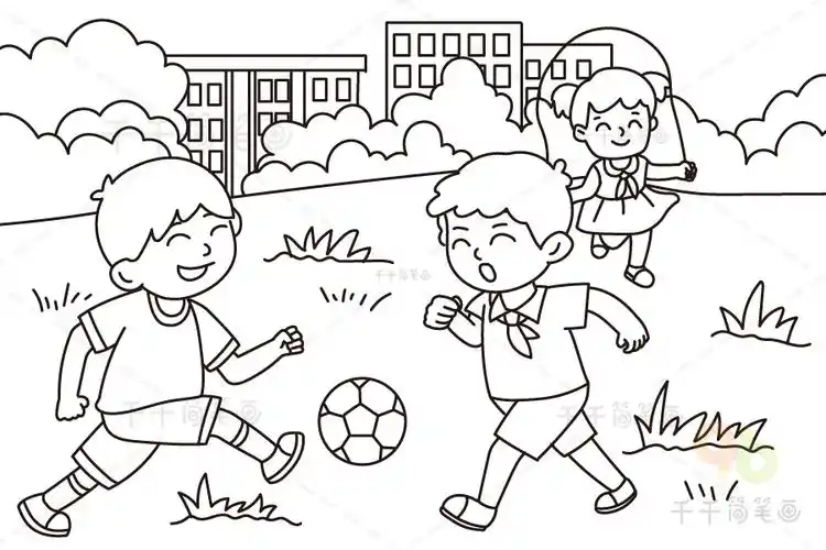 看图写话 体育课堂_单图专项训练简笔画