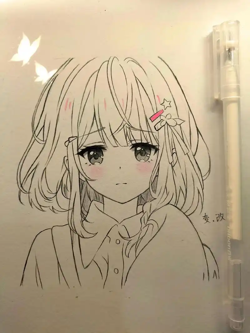 过程图教你画女生.希望天南地北的我们万事顺意#临摹 #动漫手 - 抖音