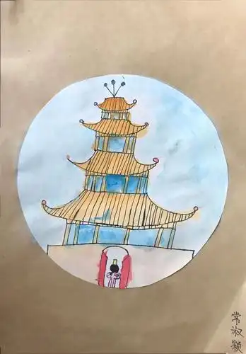 孩子们设计出属于自己的古建筑,并为自己的建筑取名,孩子们完成弟很