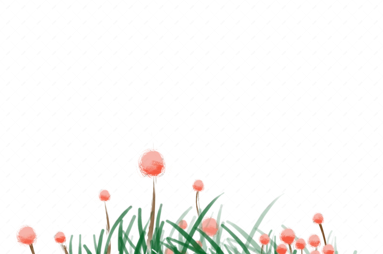 手绘小清新水彩草地花卉