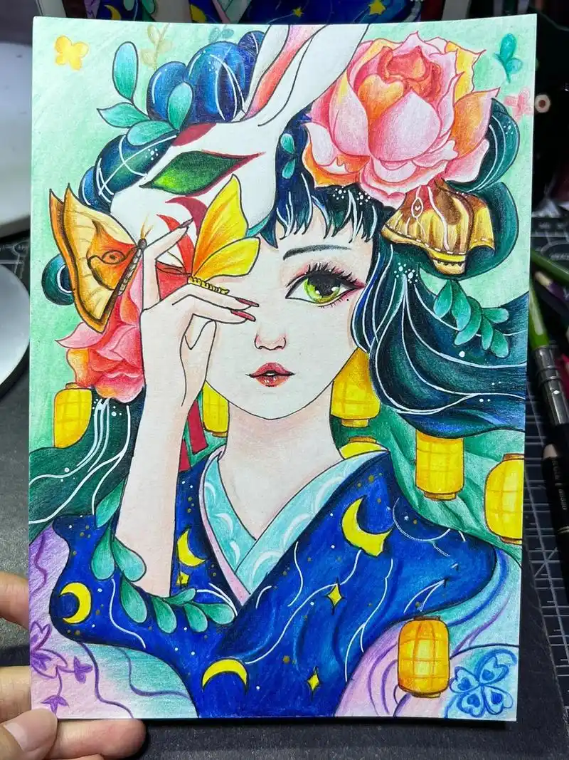 古风动漫人物|彩铅上色附步骤图            古风动漫人物课效图,脸部