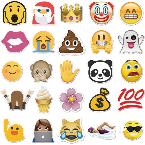 52张创意表情符号涂鸦卡通可爱贴纸行李箱滑板手机平板笔记本电脑