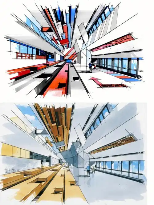 室内设计手绘第51集展示空间手绘效果图