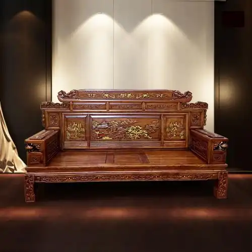 北方老榆木实木沙发全实木客厅组合中式明清古典仿古红木花家具