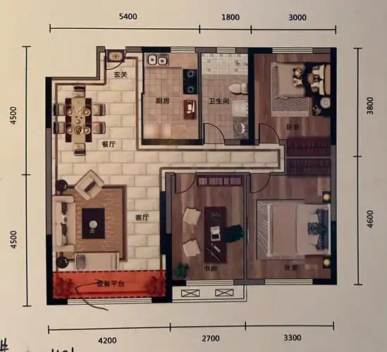 图一图二是高层,26层封顶,24层是腰线这个户型是11--17层三室户型,104