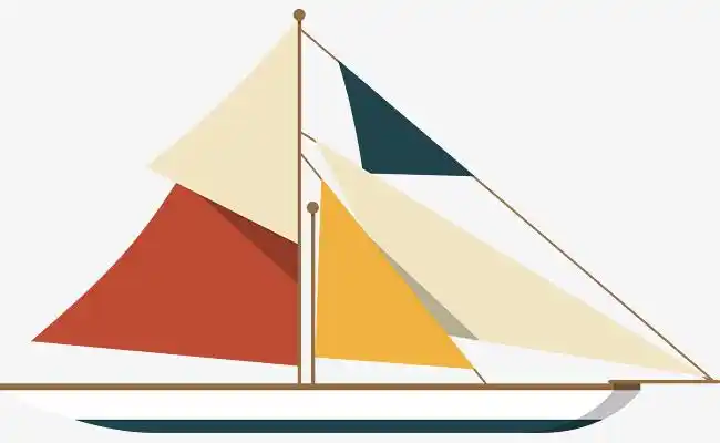 彩色帆船矢量图