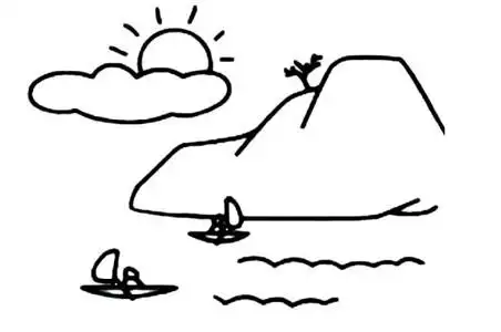 风景简笔画山峰风景简笔画图片