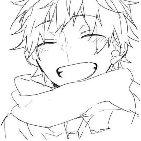 黑白风格美少年 手绘 动漫叼着烟斗的男生动漫简笔画