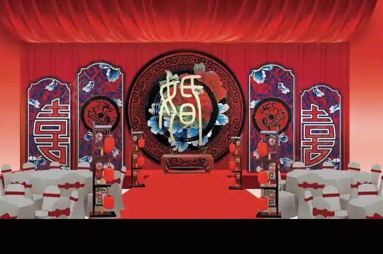 中式婚礼汉式婚礼汉唐婚礼主舞台效果图