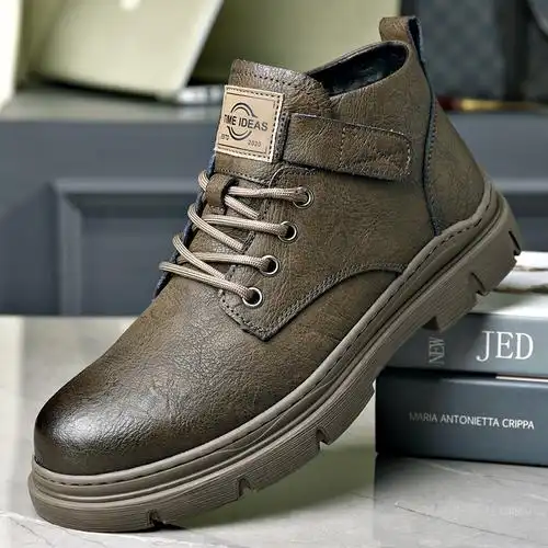 马丁靴男冬季加绒保暖雪地靴英伦风复古高帮真皮工装靴男士短靴子