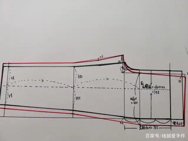 裤子裁剪时不需要丢缝份,直接线上裁剪