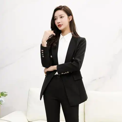 xz002小脚裤套装-西装外套大码西装套装女胖mm职业装套装大码西服