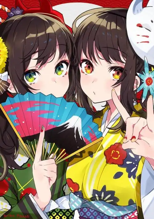 mikapikazo少女双人和服合照