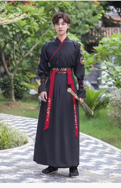 汉服男装古装 古风男士仙气道袍黑色系侠客魏晋全套中国风古装男 1640