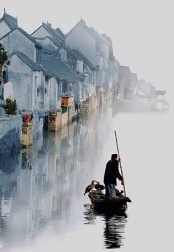 烟雨的江南,梦幻的水乡.水墨色的砖瓦,朦