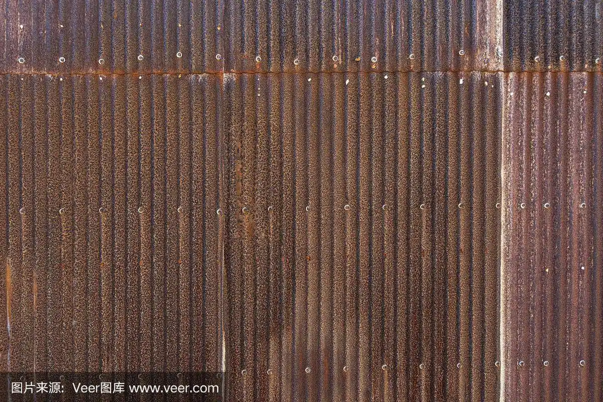 锈迹斑斑的瓦楞铁,墙壁.