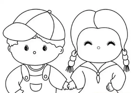 两个小孩人物简笔画小男孩简笔画小女孩简笔画