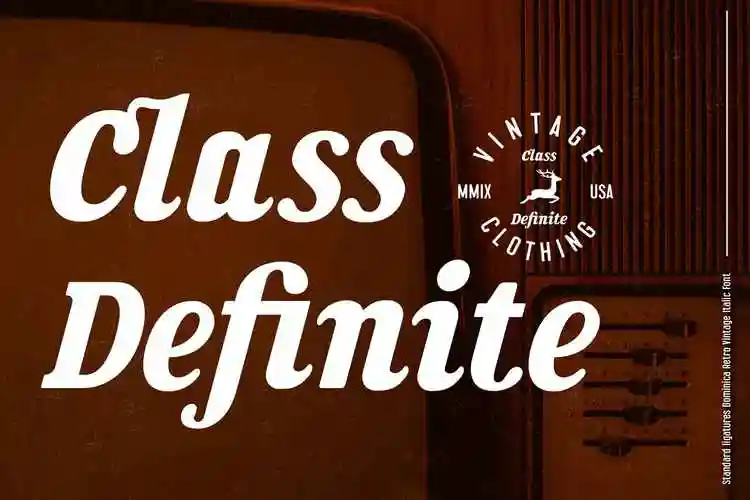 复古品牌标志海报设计衬线英文字体 dominica – bold italic retro