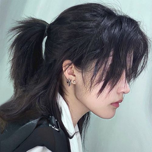 帅气短发_高档武士头假发男短发韩版帅气日系cos可扎发型设计男女通用