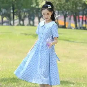 少女大童连衣裙夏季薄款过膝初中学生夏装长裙子12岁15岁13胖女孩