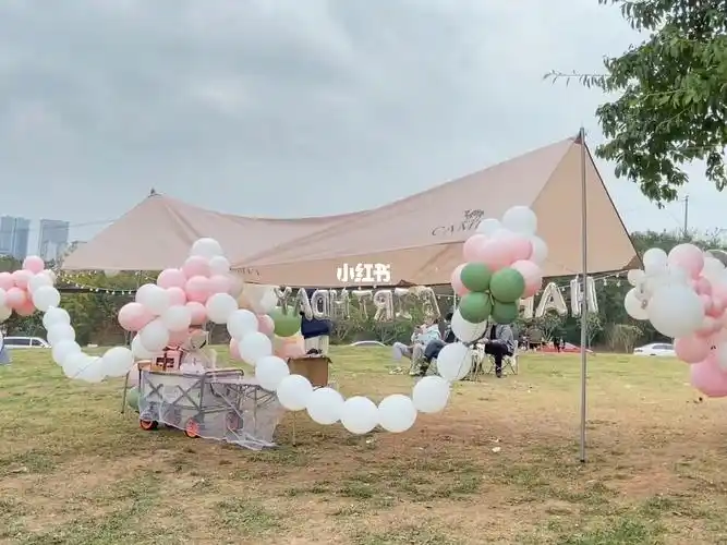 成都户外露营生日派对气球装饰场景布置