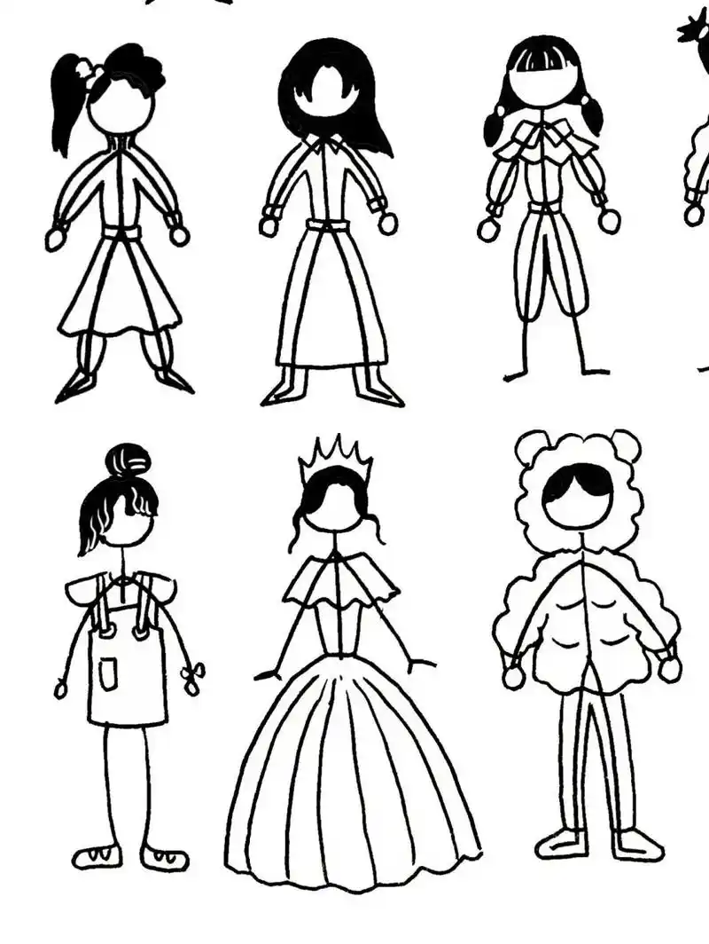 生活,火柴人,女孩子,创意儿童画        	 我画的素材大家能学多少学