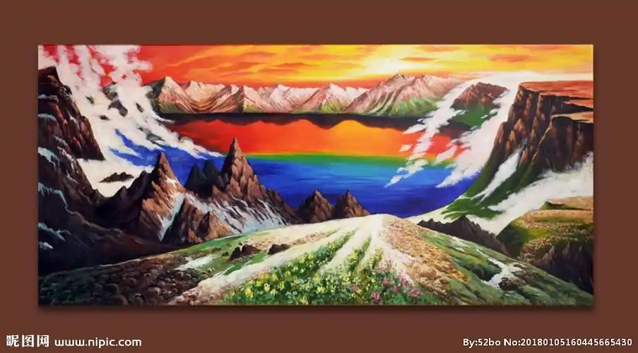 键 词:风景油画 天池 装饰画 手绘作品 古典油画 天山